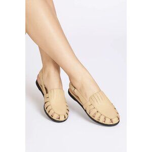 Dr. Scholl's Size 10 Leather Comfortable Beige Loafers Cut-Out Design Cushioned